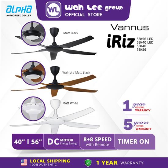 Picture of ALPHA VANNUS CEILING FAN IRIZ 5B/40, 56 LED (DC)