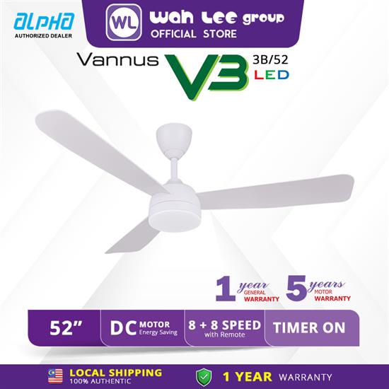 Picture of ALPHA VANNUS CEILING FAN V3 3B/52 LED (MATT WHITE)