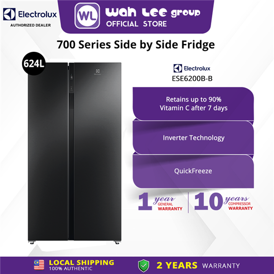 Picture of ELECTROLUX SIDE BY SIDE FRIDGE ESE6200B-B (624L) MATTE BLACK