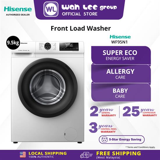 Picture of HISENSE FRONT LOAD WASHER WF95N1 (9.5KG)