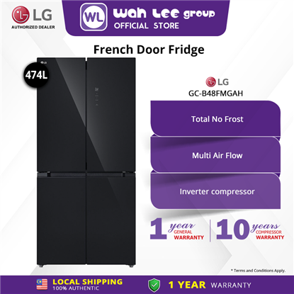 Picture of LG MULTIDOOR FRIDGE GC-B48FMGAH (474L) BLACK GLASS