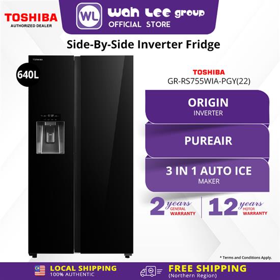 Picture of TOSHIBA SIDE BY SIDE FRIDGE GR-RS755WIA-PGY(22) INVERTER (640L)