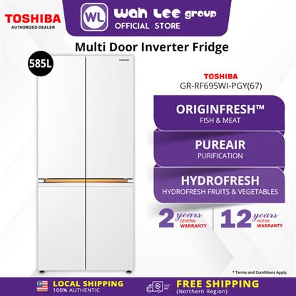 Picture of TOSHIBA 4 DOORS FRIDGE GR-RF695WI-PGY(67) INVERTER (585L) GLASS WHITE
