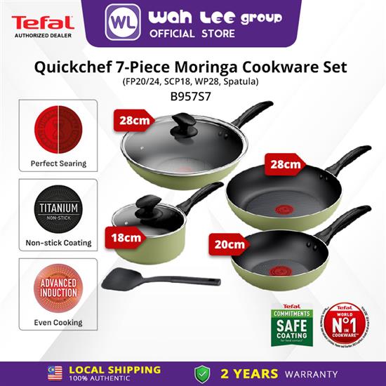 Picture of TEFAL QUICKCHEF 7PCS B957S7, FP20/24, SCP18 WITH LID, WP28 WITH LID, SPATULA GIFT BOX